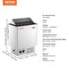 8KW Electric Sauna Heater Built-In Control 8-12 m³HomeSpa Stainless Steel