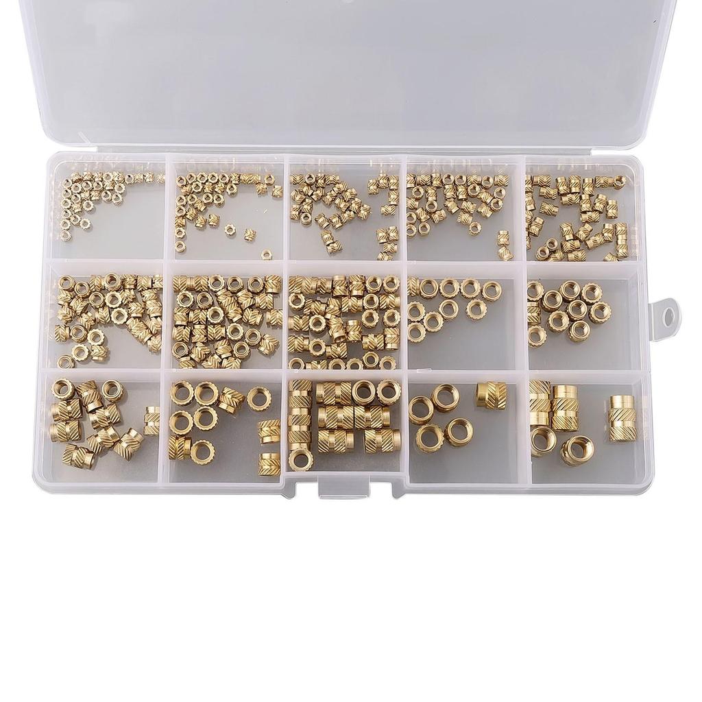 300pcs Threaded Inserts M2 M2.5 M3 M4 M5 M6 1/4-20 Insert Nuts Brass Threaded Bushing