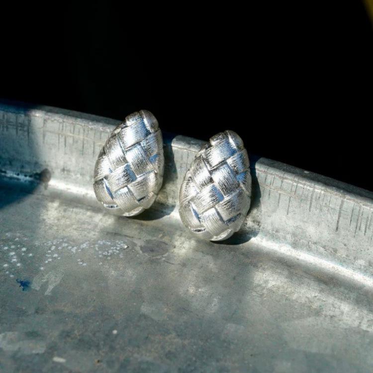 

Модные ретро плетеные серьги-кольца в форме буквы C с матовым дизайном и иглой из серебра 925 пробы - Элегантные женские украшения