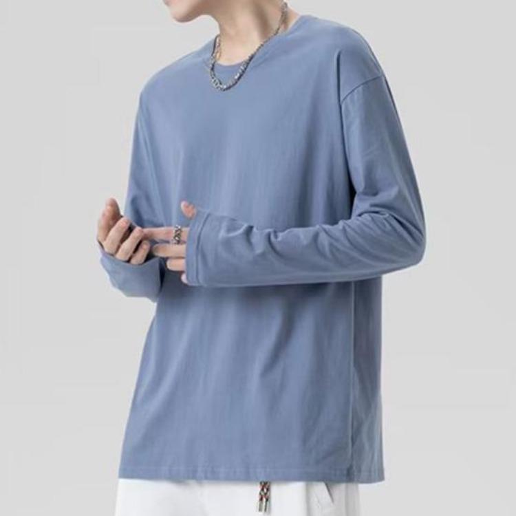 T-shirt da uomo morbida traspirante vestibilità comoda pullover maglietta girocollo manica lunga tinta unita per casa palestra abbigliamento da strada top