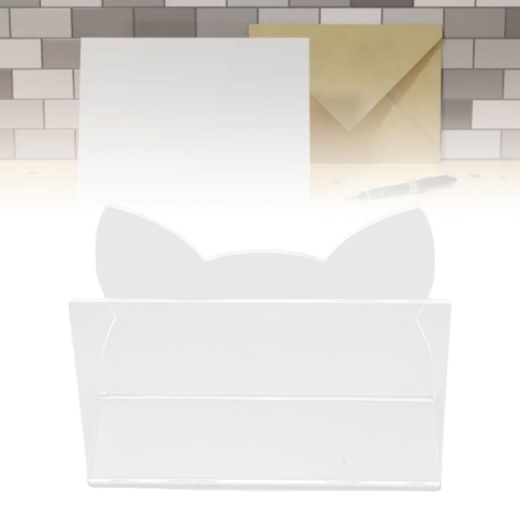 Acrylic Mail Holder Clear Mail Organizer Countertop Letter Envelope Holder for Desk Mail Sorter Letter Stand for Home Office School Cat Shape