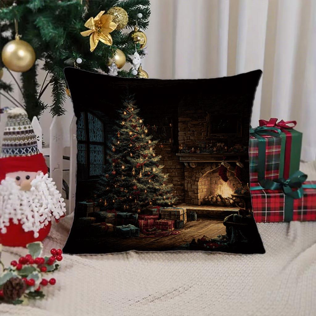 

Santa & Deer Christmas Pillow CoverSuitable for sofa car bedroom decorative cushion cover pillow cover 16x16Inch