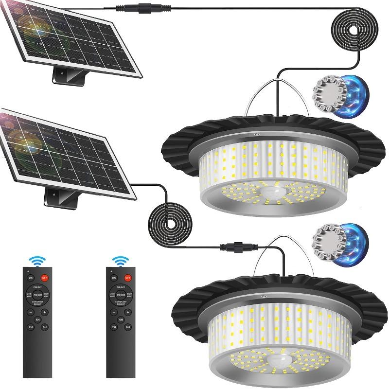 Solar Shed Light 244LED Motion Sensor Pendant Light with Remote Control Waterproof for Indoor Outdoor Home Yard Garage