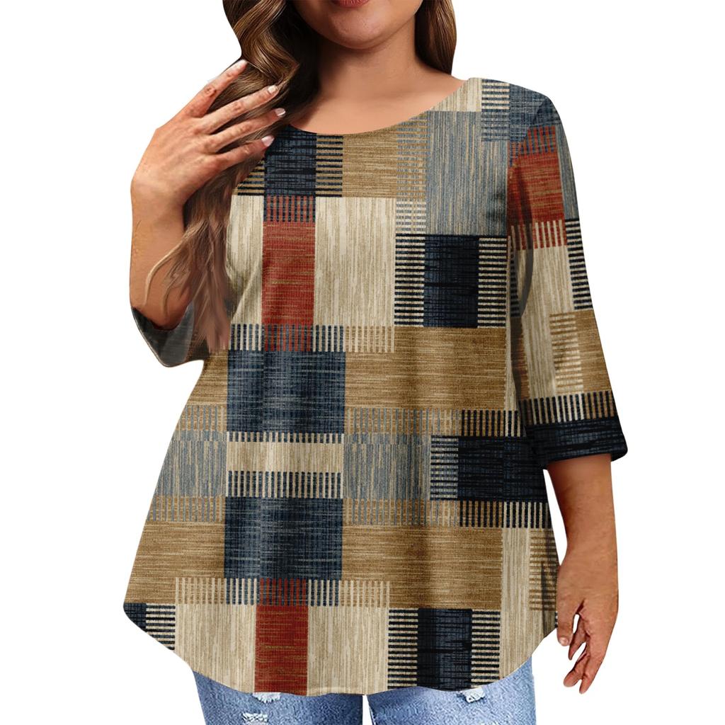 Women's Fashion Casual Round  Neck 3/4 Sleeve Oversized Top