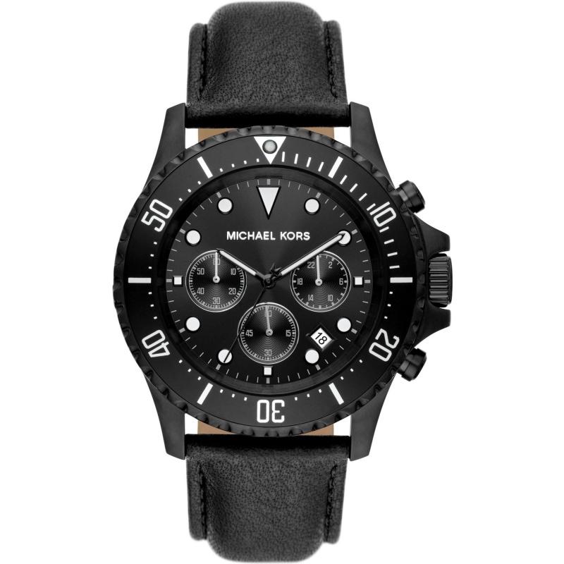 Michael Kors Oversized Everest Black-Tone Leather Watch MK9053 чёрный