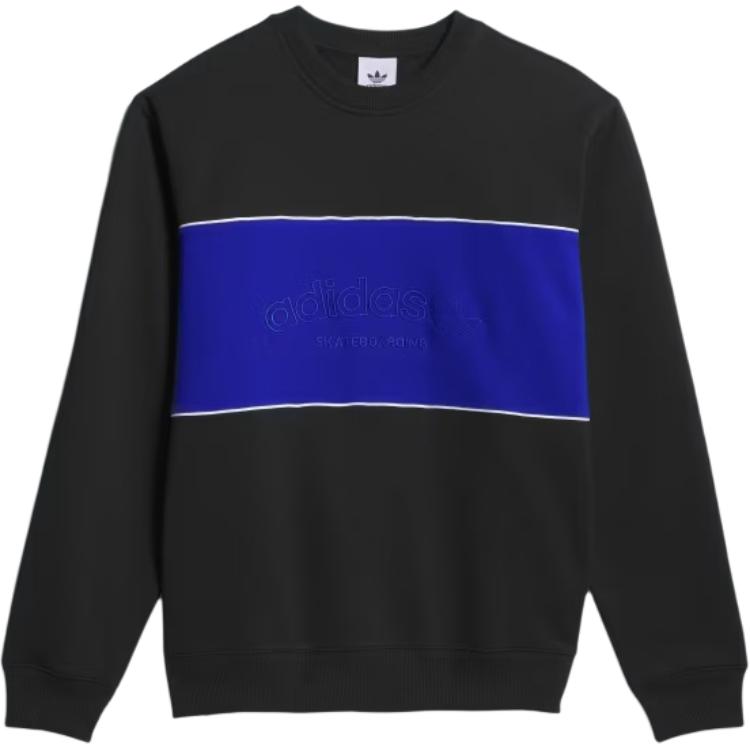 adidas Unisex Arched Logo Crewneck Sweatshirt Black Royal Blue White Unisex IY1623 S