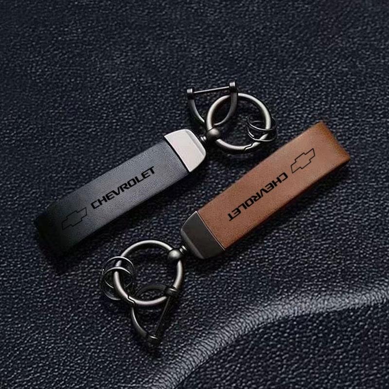 Car Vintage Leather Keychain Ring Zinc Alloy Chain Key For Chevrolet Cruze Spark Captiva Suburban Camaro Malibu Silverado