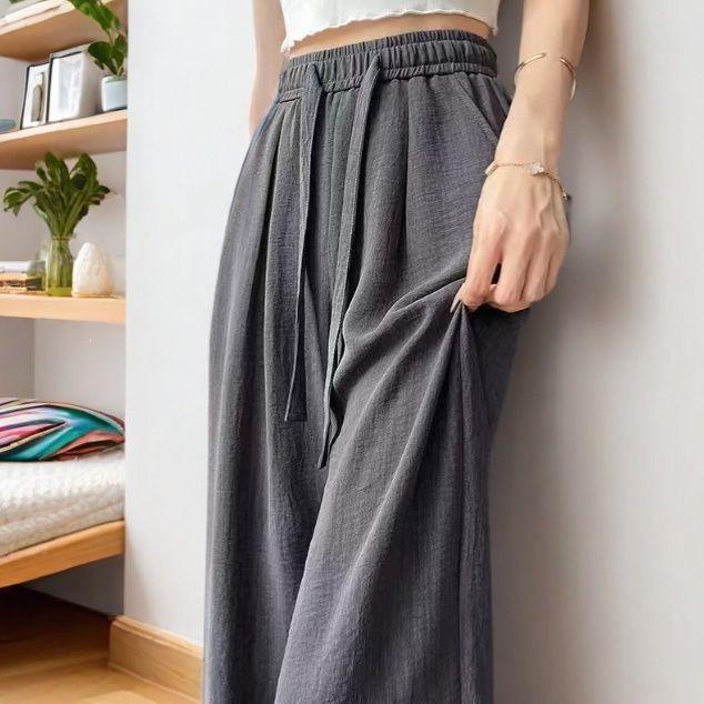 2026 Women's High-Waisted Wide-Leg Summer Pants - Breathable, Casual, Floor-Length