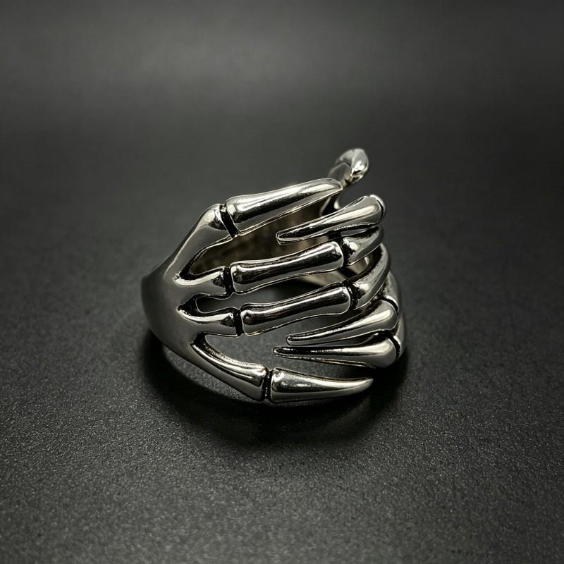 Adjustable Open Ring With Vintage Bone Claw Design Punk Gothic Style Copper Jewelry Men Women