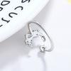 Women Cubic Zirconia Moon Faux Pearl Open Star Finger Ring Adjustable Jewelry