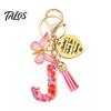 Talos Keychain Pendant, Sequins Initial Letter Charm Key Chain with Butterfly Tassel Stainless Steel Heart Design, A-Z Holder for Bag Purse Backpack