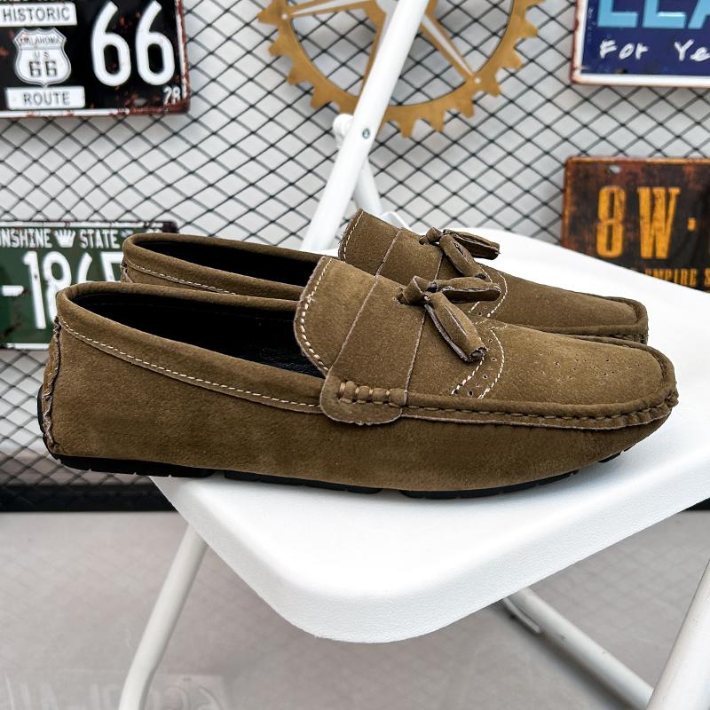 

Модный бренд Мужские повседневные лоферы с круглым носком, туфли-балетки, нескользящие кожаные туфли для работы, мужские мокасины, деловые туфли для официальных мероприятий, мягкие туфли на низком ходу 48