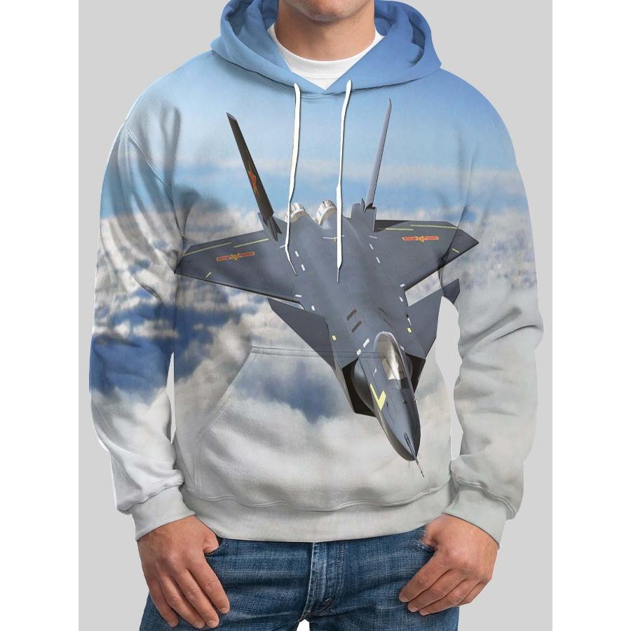 

Осенне-зимние свитера с самолетом, длинные рукава, 3D-печатная мужская толстовка с капюшоном, мультяшный узор, модная спортивная толстовка XXL