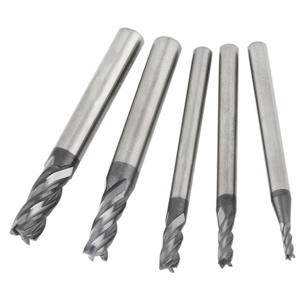 5pcs Tungsten Carbide Thread 4 flute Milling Cutter Tool End Mill Set Tools Accessories