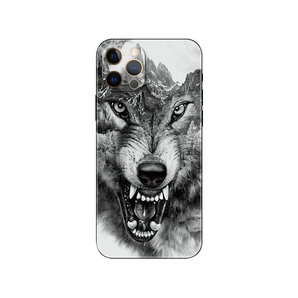 Black Tpu Case for Iphone 5 5s Se 2020 6 6s 7 8 Plus X 10 XR XS 11 12 13 Mini Pro MAX Back Cover Wolf Dog Cat Lion Tiger Animal