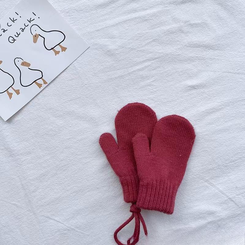 Wolle Baby Winterhandschuhe Candy Color Halfter Kinderfäustlinge für Kinder Mädchen Jungen Accessoires Warme gestrickte Kinderhandschuhe