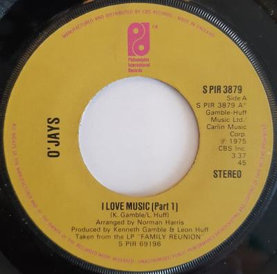 7inch Record O'JAYS - I Love Music SPIR3879 Philadelphia In 1976 UK Soul/Funk Used
