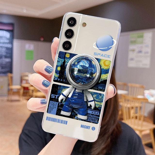 Transparente Hülle für Samsung Galaxy S22 S20 FE S21 S10 S9 Plus Note 20 Ultra 10 Lite 9 Weiche TPU Handyhülle Mechanischer Astronaut Weltraum