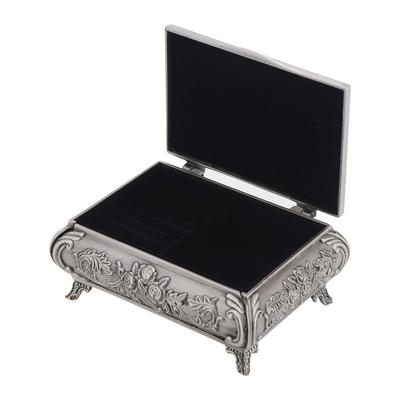 Vintage Jewelry Storage Box Zinc Alloy Rose Flower Carved Jewelry Holder for Storing Wedding Rings Earrings Necklace
