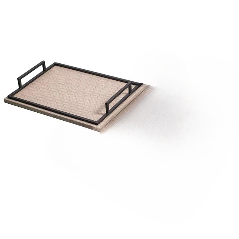 

Metal Tray Large Leather Rectangle Pallet Home Storage Ornaments Tableware Groceries Storage Decorative Tray Serving Plate