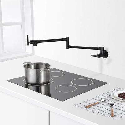 Brass Pot Filler Tap 304SS Wall Mounted Kitchen Sink Faucet Black Single Cold Taps Single Hole Faucets 360 Rotate Folding Spout Spigot