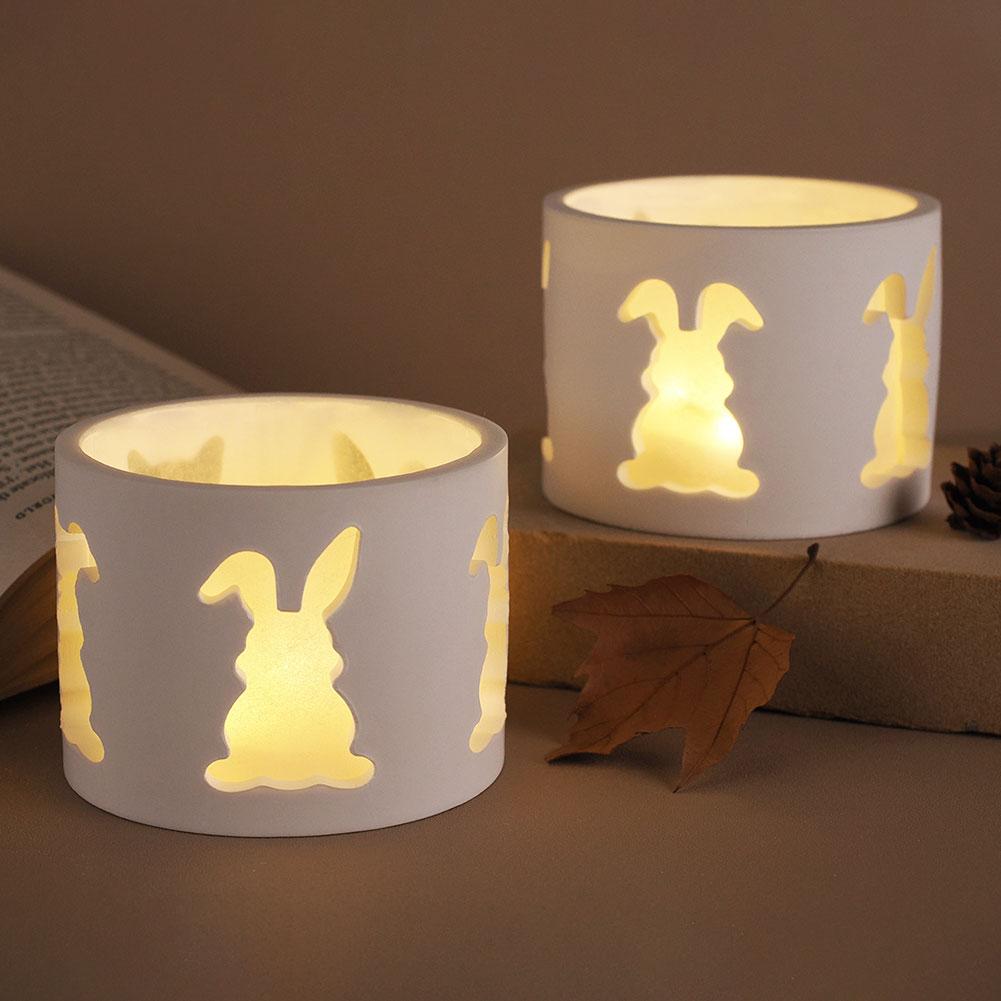 2/3/4/6/8 Stück Hohl Osterei Hase Lampe Silikonform DIY Silhouette Gips Kerzenständer Gipsform für Heimdekoration