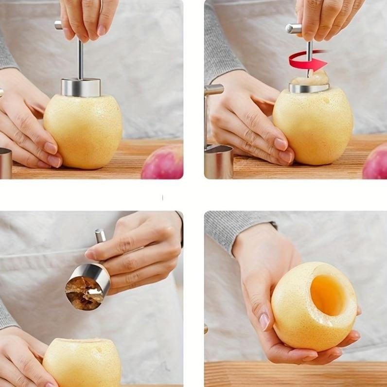 Easy-Grip Stainless Steel Core Remover-Apple & Pear Pitting Tool-Home & Restaurant Use