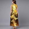 Women Oversized Sleeveless Round Neck Dress Jungle Foliage Pattern Flowy Calf Length Dress