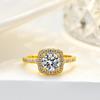 6.5mm Gold Plated Cushion Halo Moissanite Engagement Ring S925 Sterling Silver Promise Ring For Women
