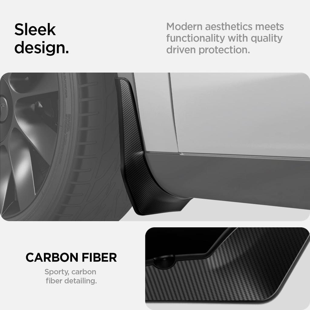 Spigen WeatherBloc Carbon Edition All-in-One Mud Flaps for Tesla Model Y (2023)