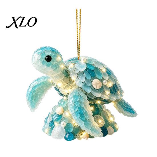 Decorative Animal Shaped Ornaments Blue Glass House Christmas Hanging Ornament, Acrylic Double Side Thoughtful Gift Ideas Printed Tree Decor Pendant,