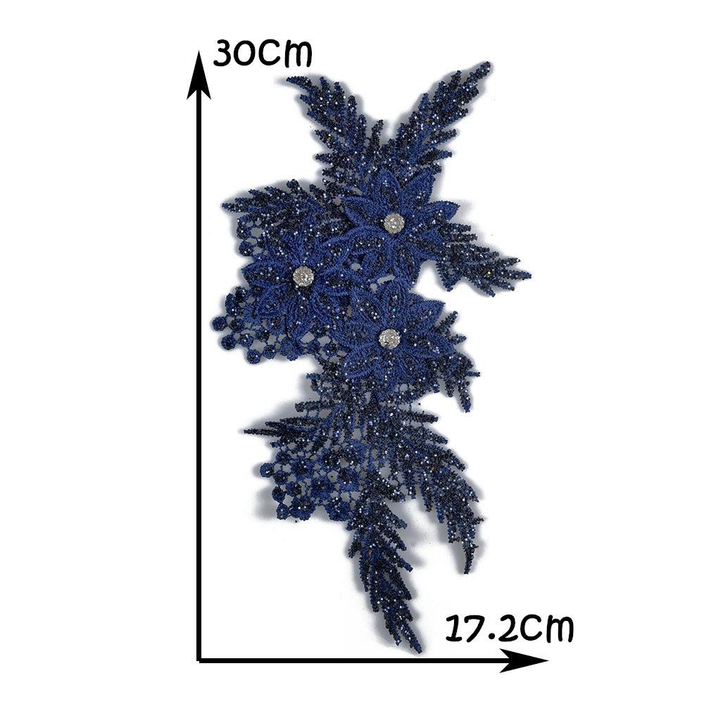 Hollow Rhinestone Beads 3D Lace Embroidery Embroidery Applique Flower Clothing Accessories Fashion Simple Style