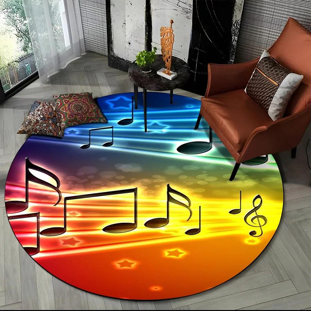 3D Musical Note Piano Art Round Carpet Rug for Living Room Bedroom Child Playroom Chair Decor,Pet Area Rug Non-slip Floor Mat