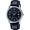 Men's MTPV002L-1B Silver Leather Japanese Quartz Fashion Watch