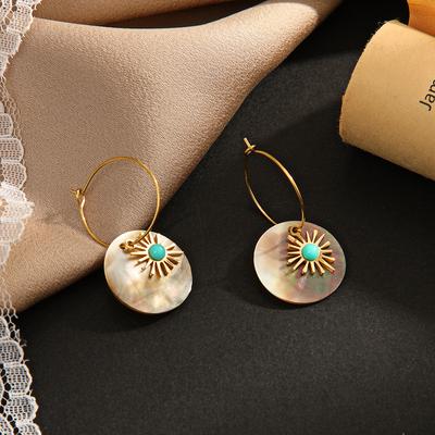 Natural Shell Niche Design Artificial Turquoise Earrings Jewelry