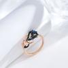 Luxury Blue Natural Zircon Ring For Women  Rose Gold And Black Plating Vintage Crystal Leaf Daily Fine Jewelry