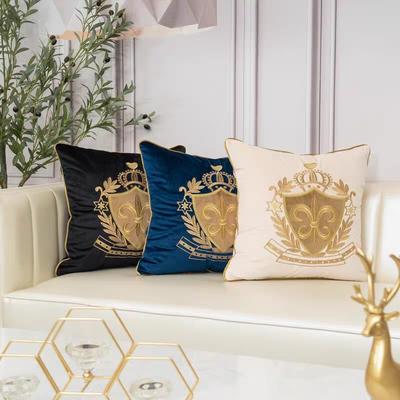 European Style Retro Cushion Cover Solid Color Embroidery Pattern Pillowcase Comfortable Living Room Sofa Throw Pillow Cover