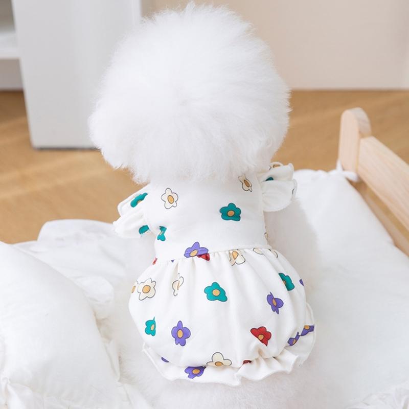 Dog Flower Decors Dress Walking Camp Pet Dress Dog Floral Skirt Dog Skirt