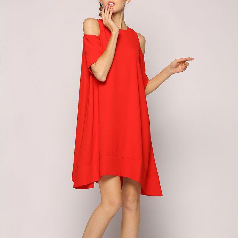 

off-Shoulder Dress Graceful Half Sleeve Oversize Women s Clothing Red 2XL