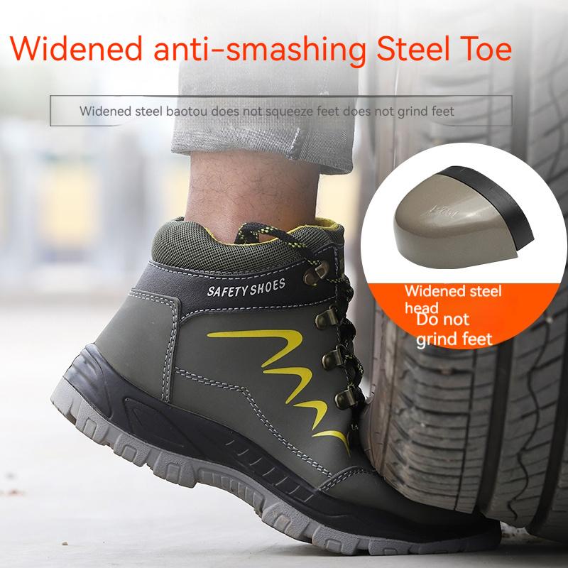 Bauarbeitssicherheitsschuhe Herren High Top Stahlkappe Sicherheitsschuhe Durchtrittsichere Schuhe Rutschfeste Gummi-Arbeitsstiefel
