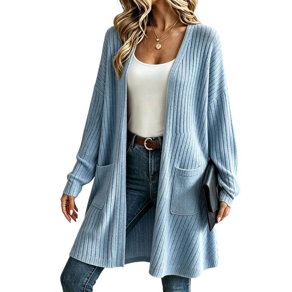 Women's Knit Cardigan Casual Long Sleeve Open Front Sweater for Fall Winter