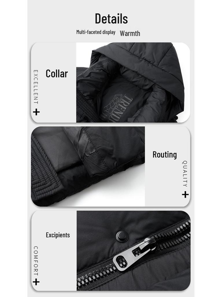 Men's Hooded 90% White Duck Down Jacket - Detachable, Warm Winter Coat