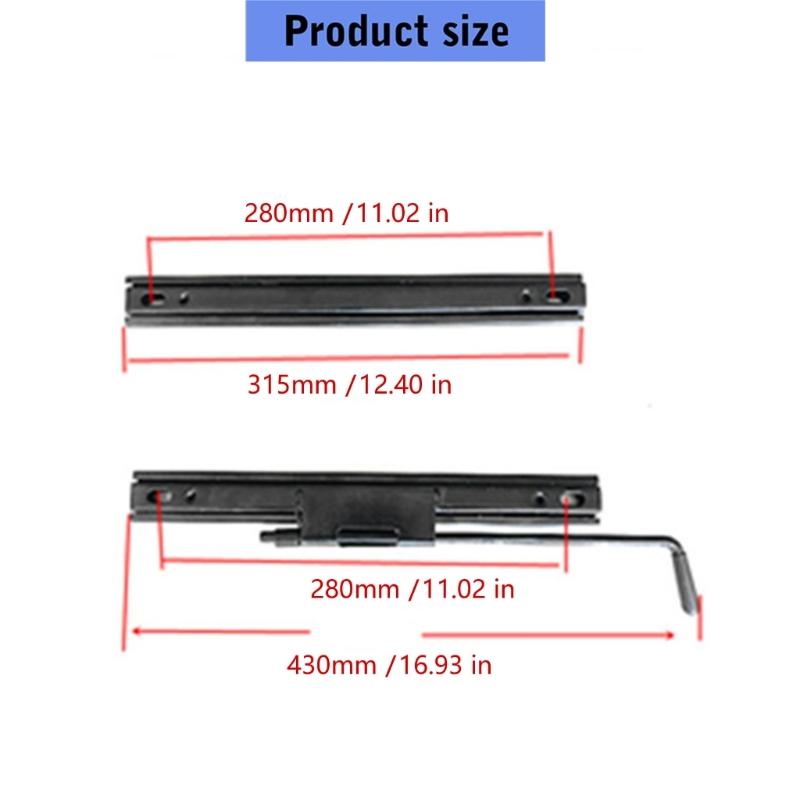 Vehicle Seat Adjustment Rail Assembly, Two Black Metal Slide Rails with Release Handle for Replacing a Worn Seat Sliding Mechanism