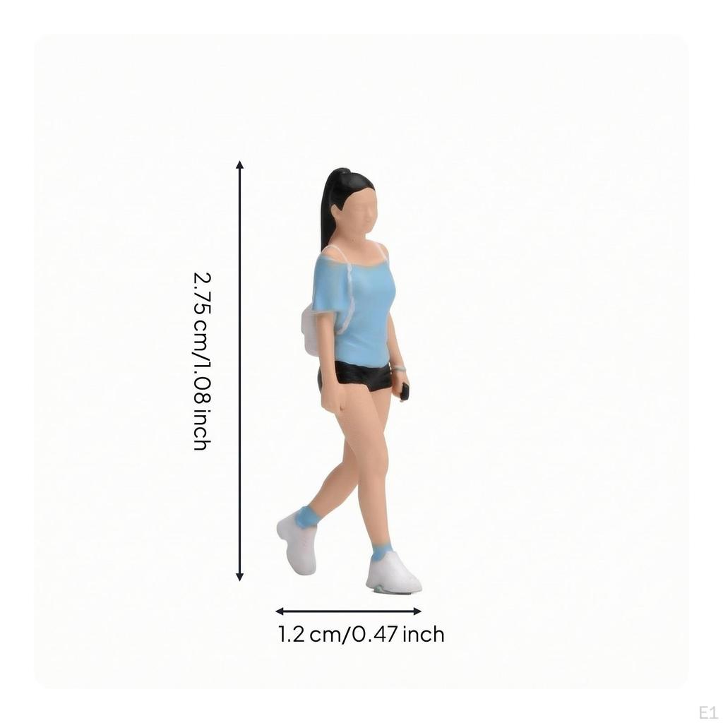 Detailed Female Figurine with Backpack | Realistic Walking Pose, 1/64 Scale Figure, for Dioramas