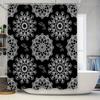 White Lace Shower Curtain Black Waterproof Bath Mat Decorative Fabric Bathroom Window Decoration Home Drape Curtains White 140 x