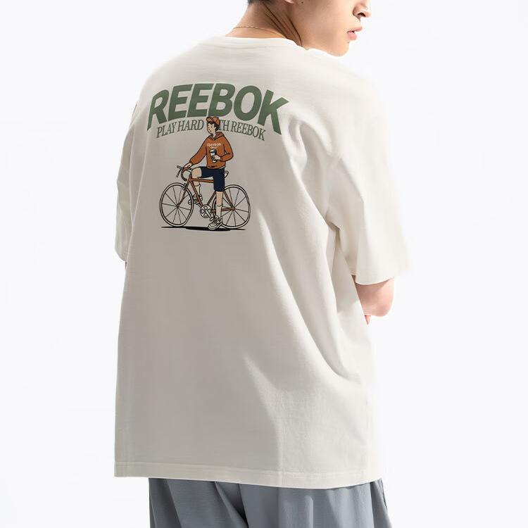 Reebok American Style Comfortable Versatile Loose Fit Crew Neck Soft Short Sleeve T-Shirt Unisex Tops White 24SRM435UGW1