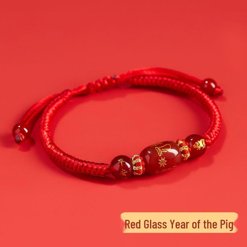 2026 Year of the Horse Zodiac Red Rope Bracelet - Women's/Men's Tai Sui Protective Charm for Horse, Rat, Ox, Rabbit Signs