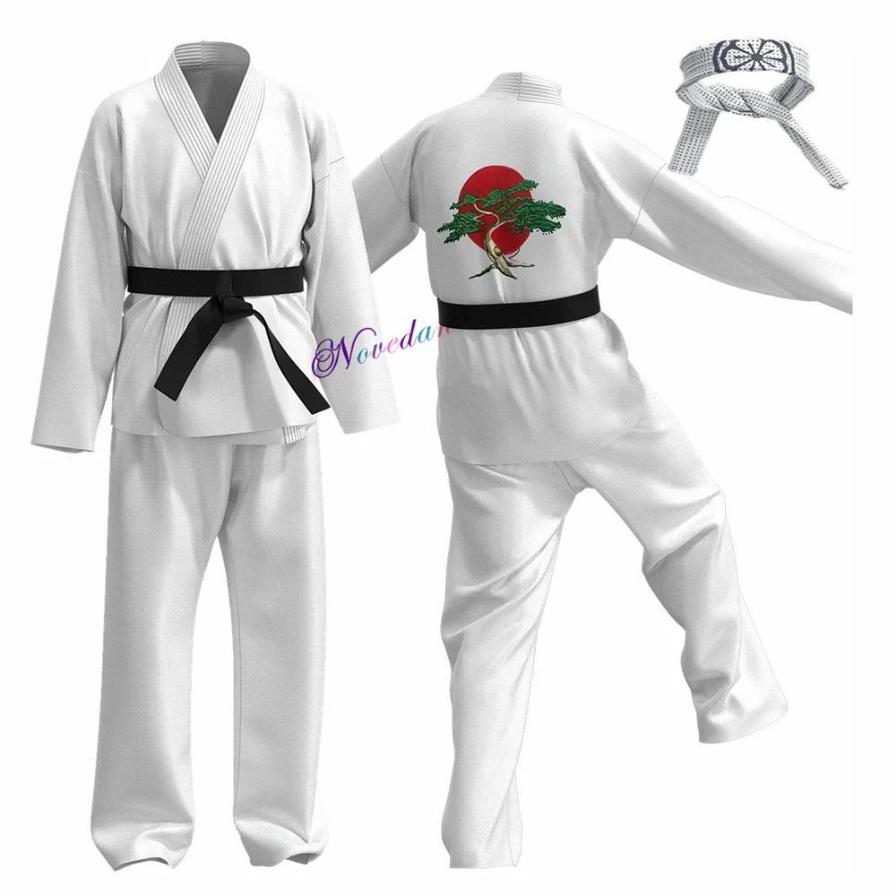 Karate Kids KOF Cobra Kai Cosplay Kostuum Kind Volwassene Zwart Wit Kimono Uniform Hoofdband Anime Halloween Feestpak Trainingspak Adult Height 180cm&Cobra Kai