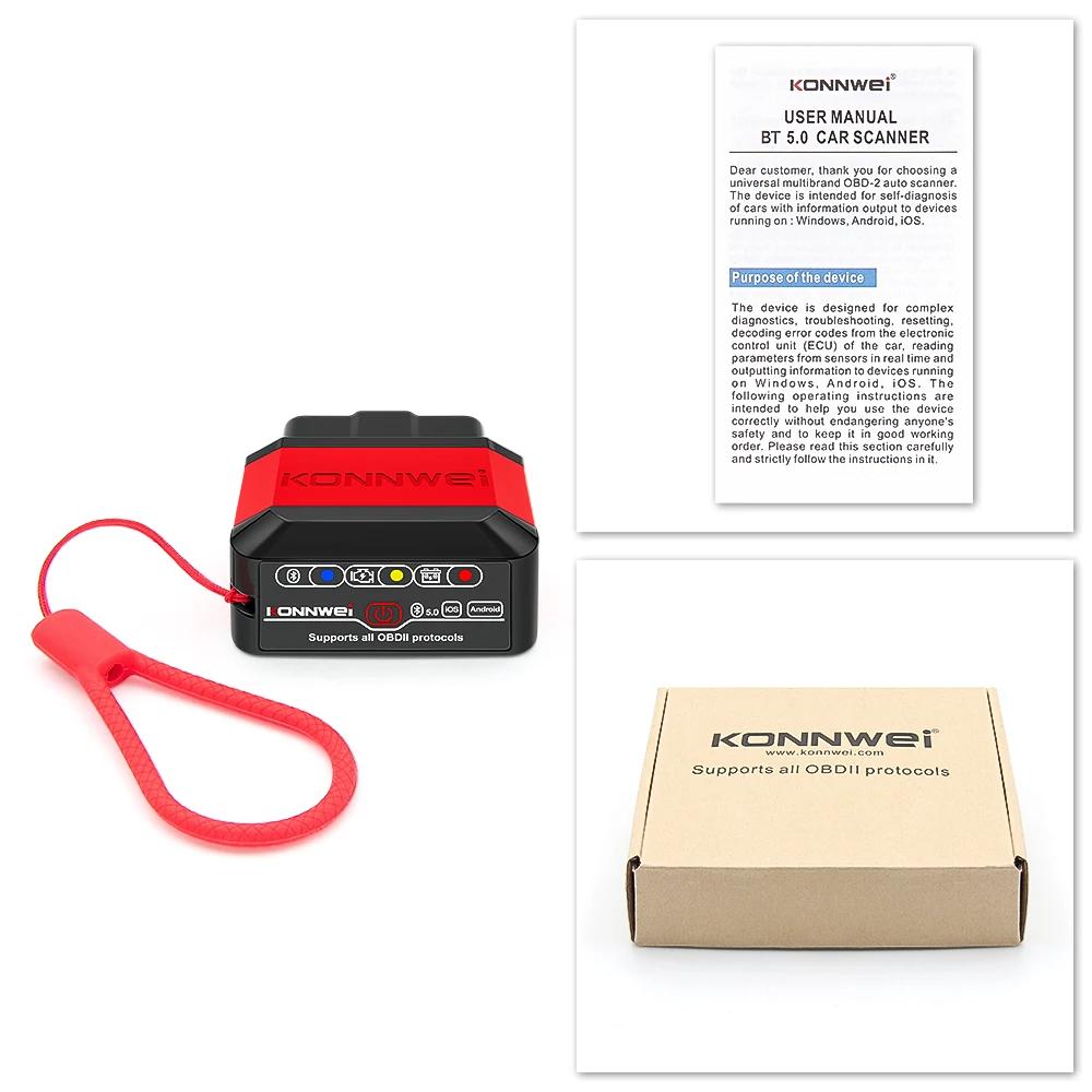 KONNWEI KW905 ELM327 V1.5 OBD2 Car Diagnostic Tool Code ReaderScanners Bluetooth 5.0 For Android/IOS ELM 327 OBD 2