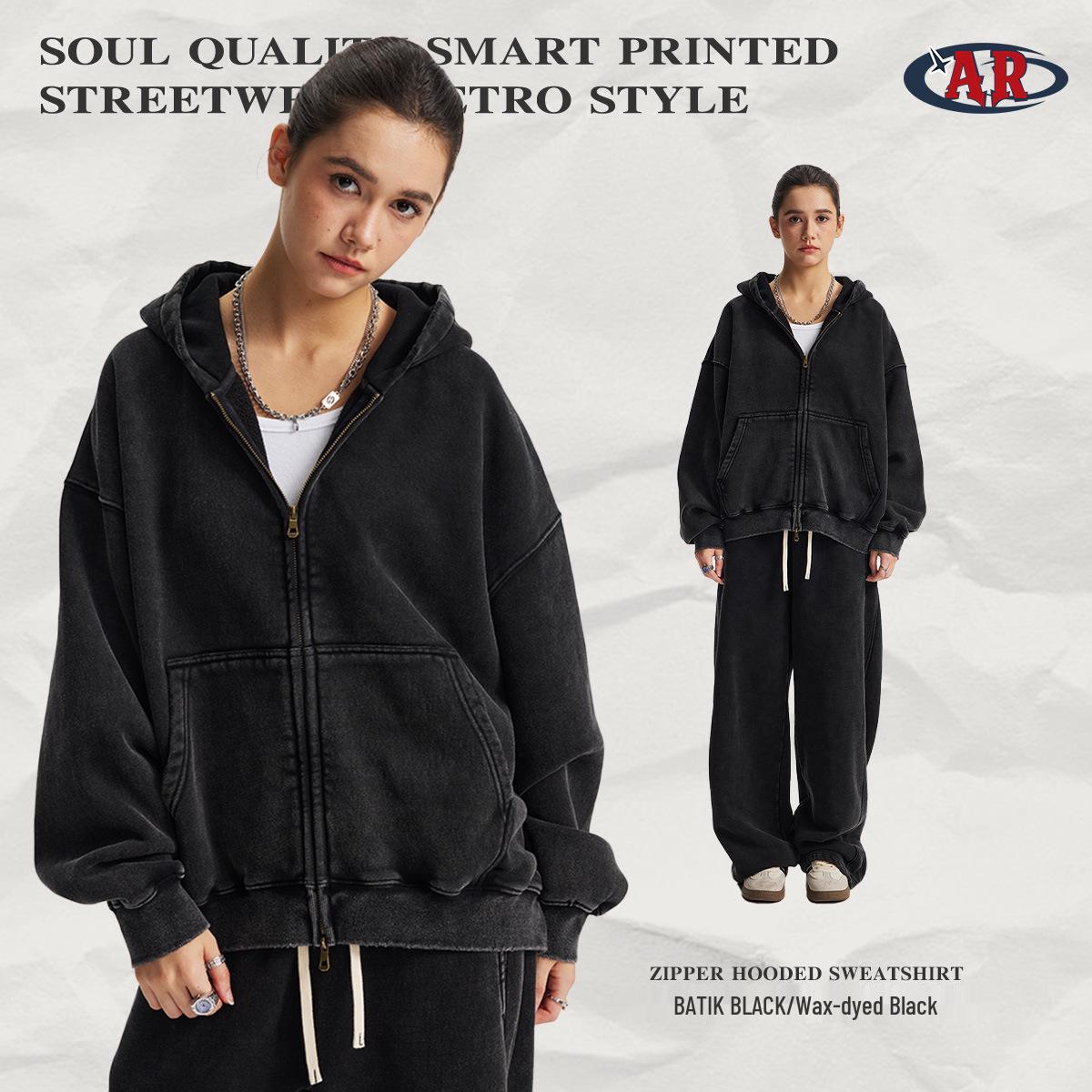 ARTIE Menswear | Trendy Tie-Dye Fleece-Lined Zip-Up Hoodie Small